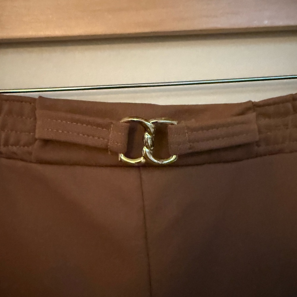 Women's Vintage Camel High Waisted Cropped Pull on Petite Trouser - Picture 2 of 4